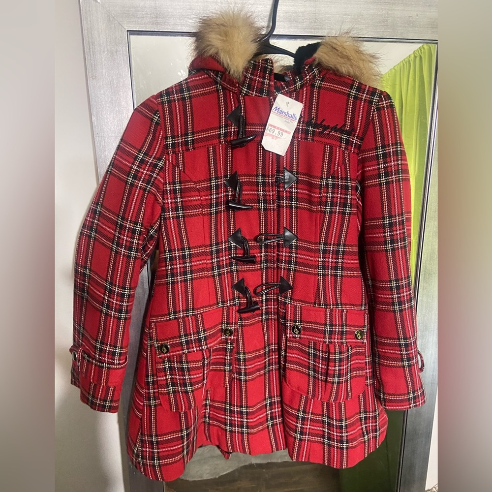 New vintage baby phat plaid coat pea coat